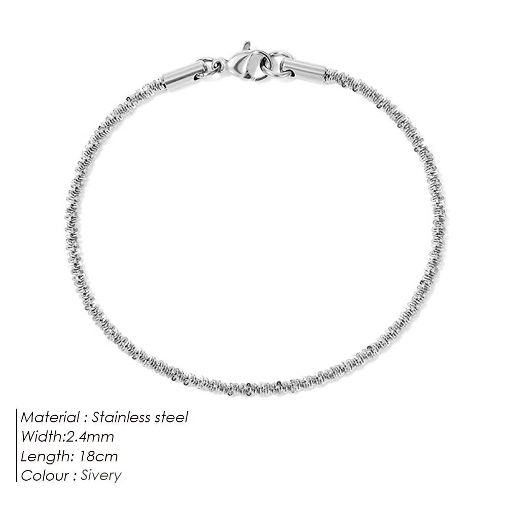 Silver Color Twist chain  Adjustable Bracelet
