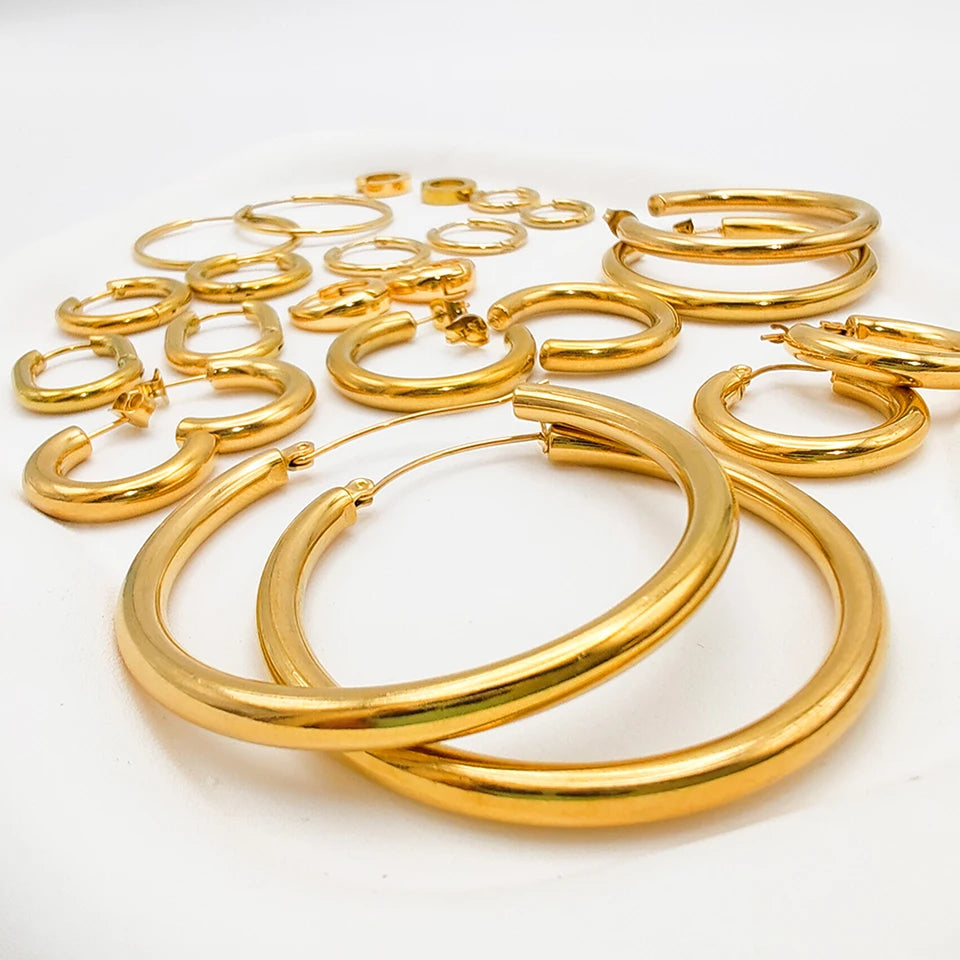 Fashion Gold Size Circle Earrings