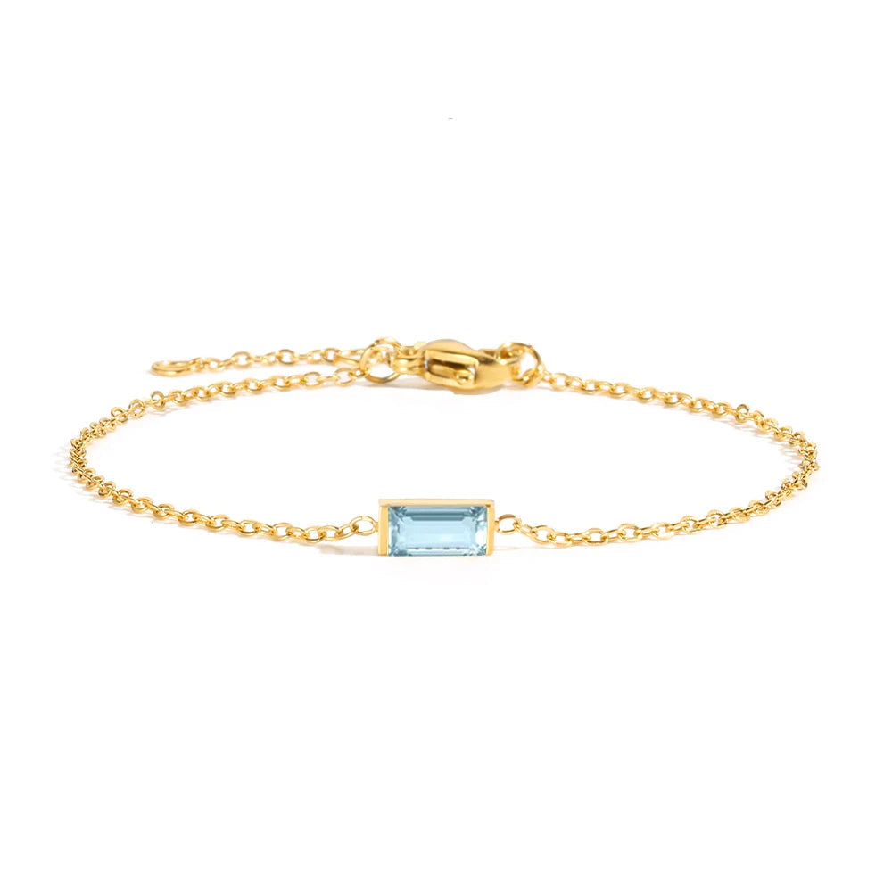 Fashion Jewelry Square Birthstone Bracelet