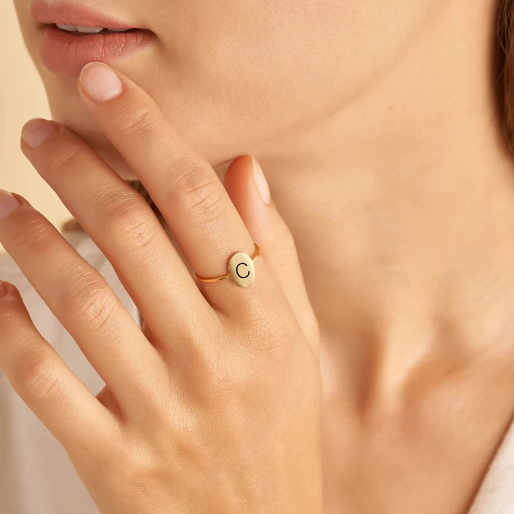 Initial Constellation oval Ring
