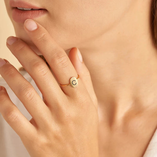 Initial Constellation oval Ring