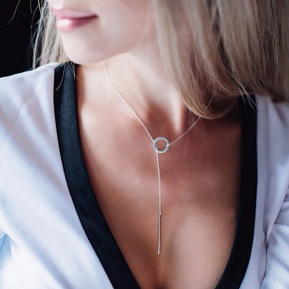 Minimalist Round Rod Pendant Necklace