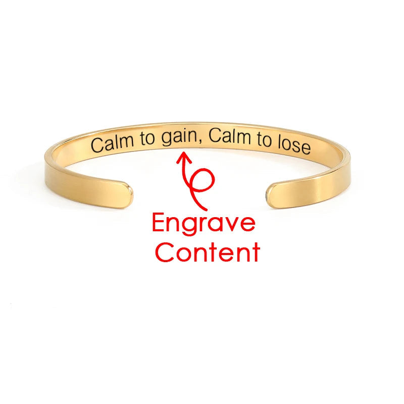 6mm Gold Color Engraved Positive Inspirational Quote Stamped Cuff Mantra Bracelet