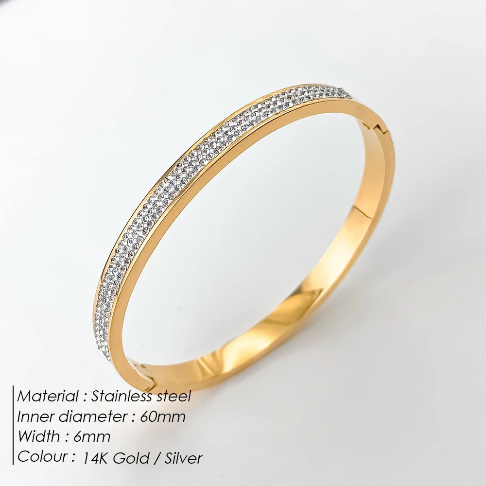 BELLUCCIE Stainless Steel Shiny Rhinestone Women's Fashion Bangle Punk Jewelry Holiday Gifts Factory Direct