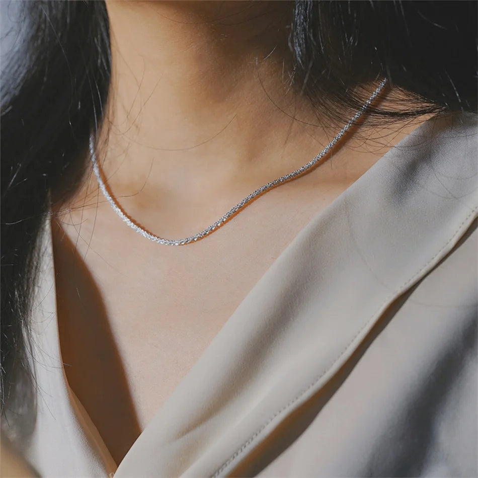 New Popular Silver Colour Sparkling Clavicle Chain Necklace