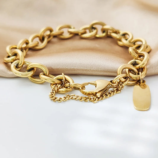 BELLUCCIE 10CS Punk Stainless Steel Chain Bracelet Handmade Chain Fashion Jewelry Women Gift Wedding Bracelet Birthday Party