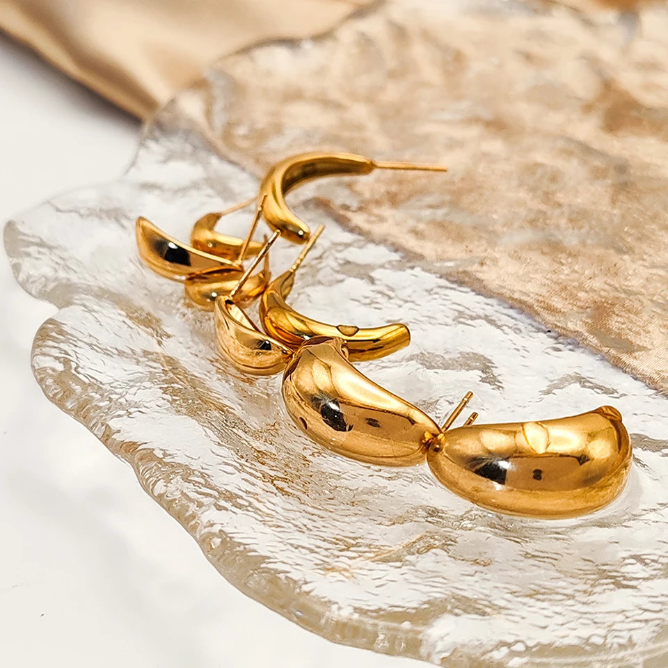 Simple Women Chunky Hoops Earrings