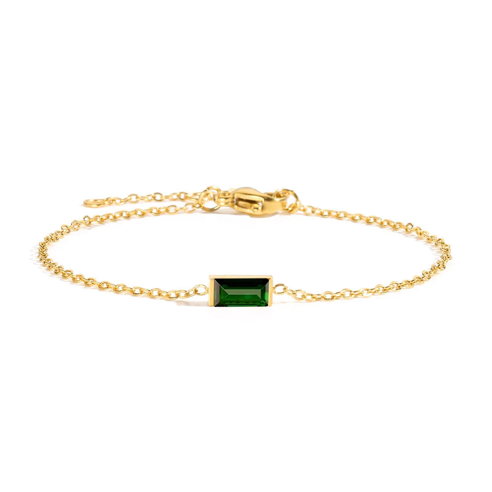 Fashion Jewelry Square Birthstone Bracelet