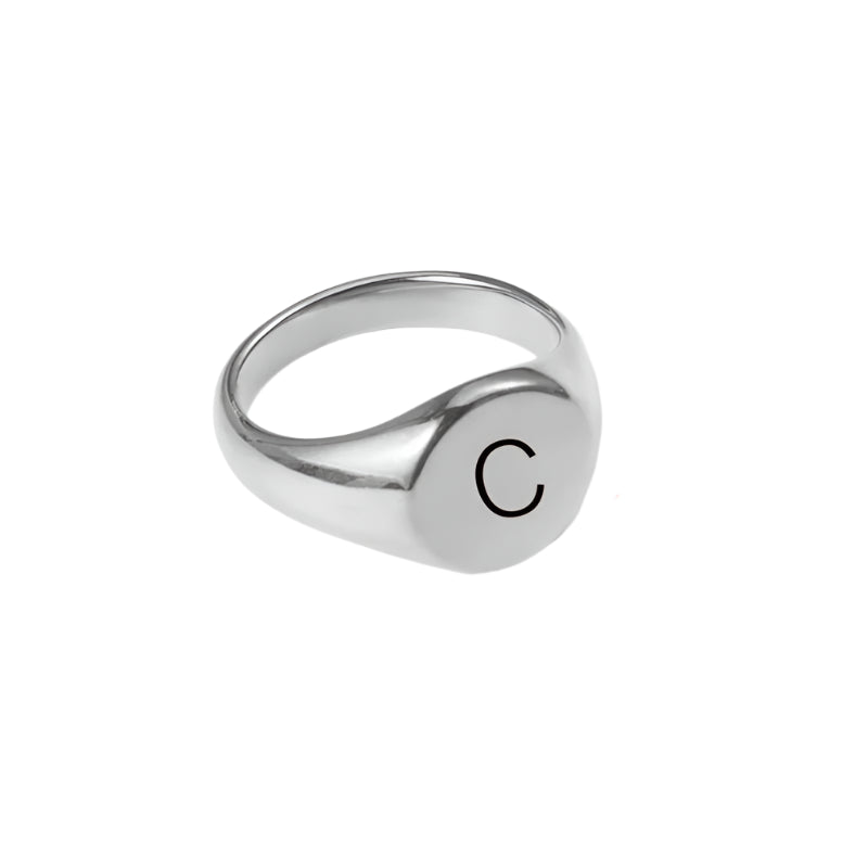 Women Signet Ring, Chunky Round