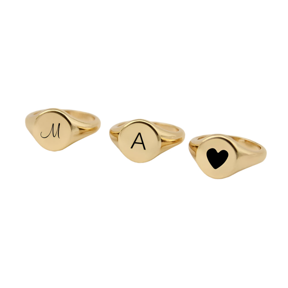 Women Signet Ring, Chunky Round
