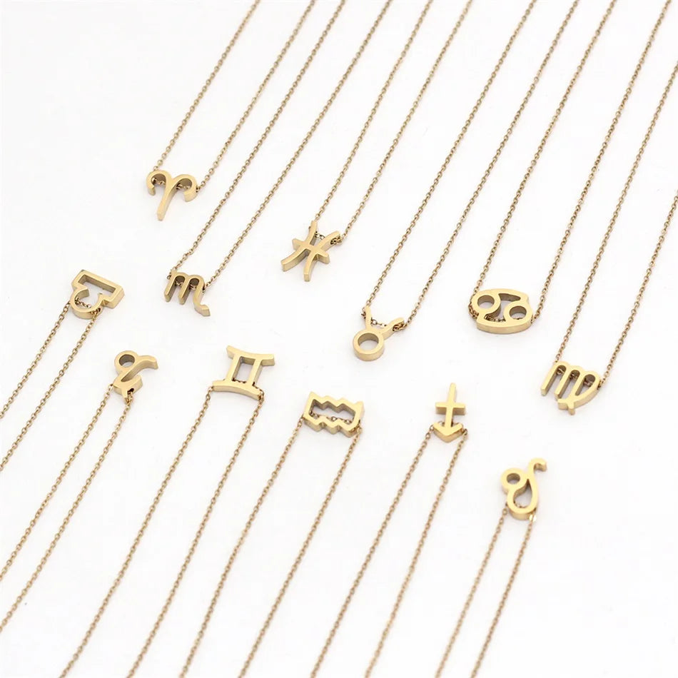 New Women 12 Horoscope Zodiac Sign Pendant Necklace