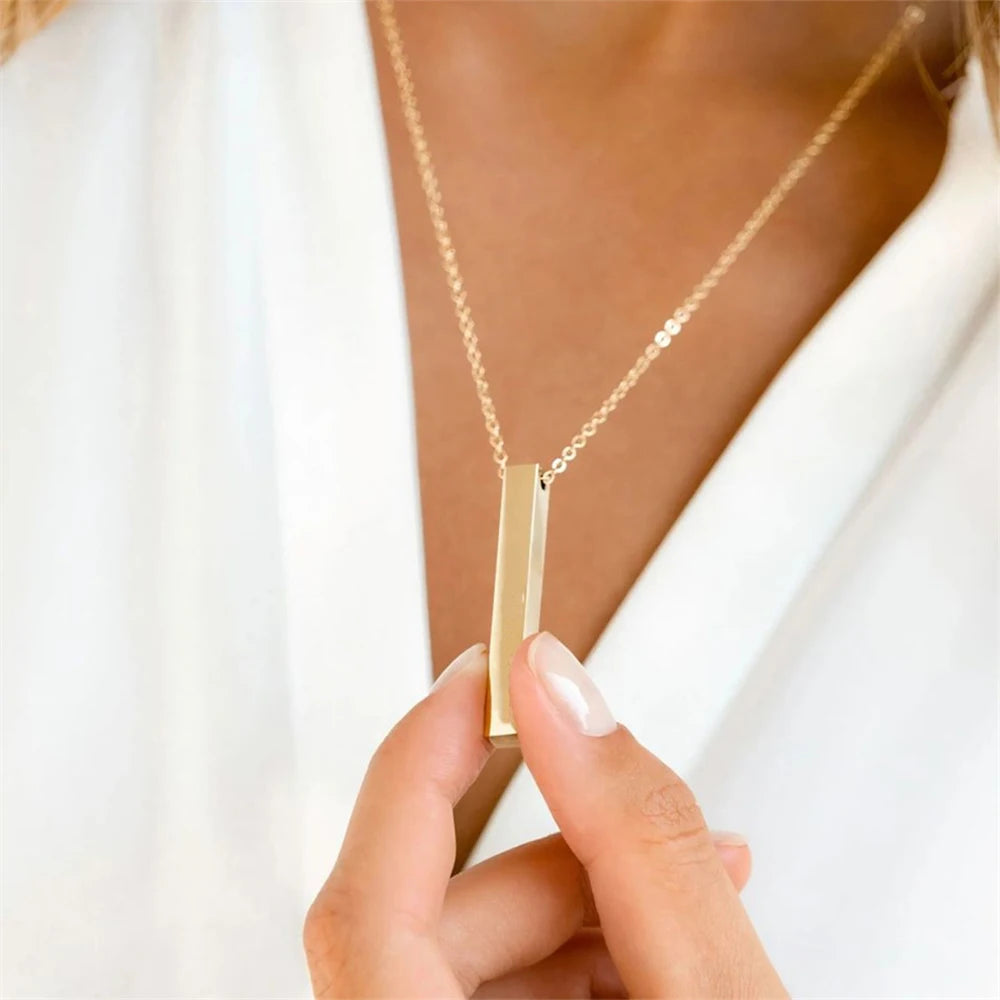 Minimalist Square Bar Necklace Women