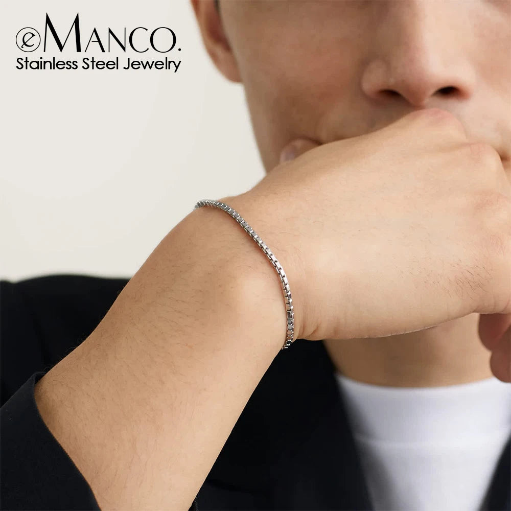 BELLUCCIE Stainless Steel Box Chain Bracelet Female Gold Color Charm Bracelets Charm Friendship Bracelets for Women Jewelry Gifts