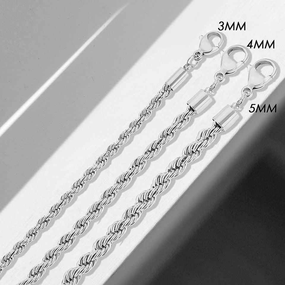 Silver Color Rope Chain Link Anklets