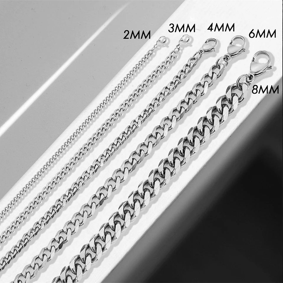 Silver color Men's Cuban Link Chain
