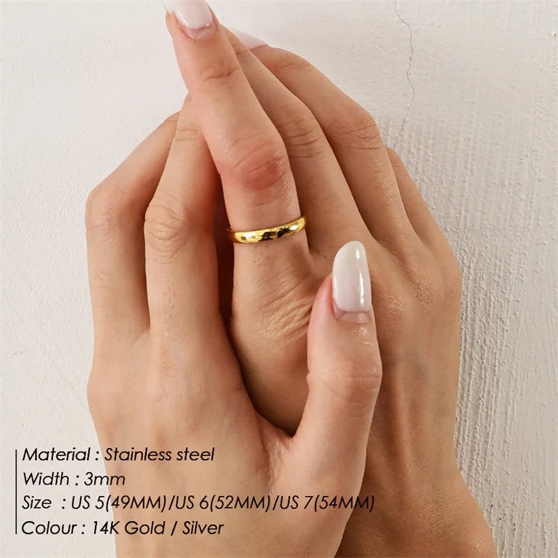 BELLUCCIE Trendy Stainless Steel Rings for Women Vintage Geometric Pinky Ring Dainty Stackable Round Midi Rings Jewellery