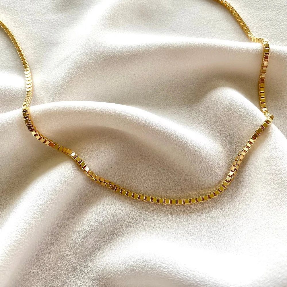 Box Chain Chocker Necklace Gold Color