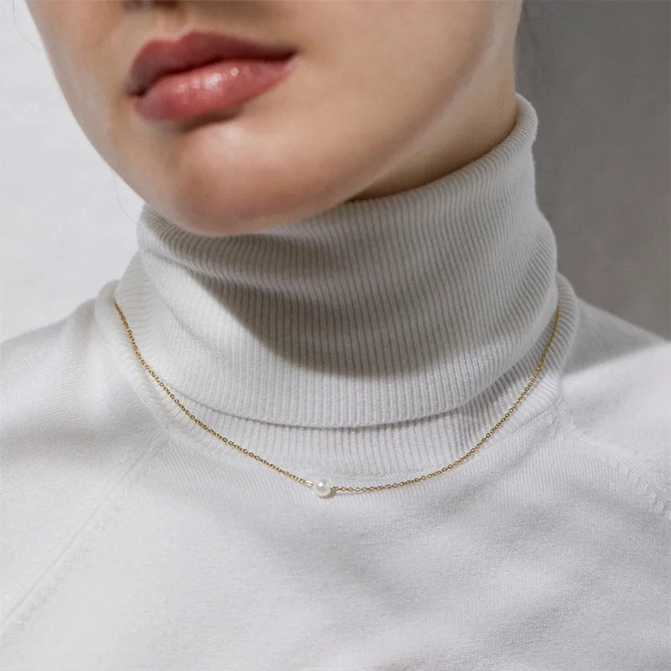 5MM Imitation pearls Pendant Necklace