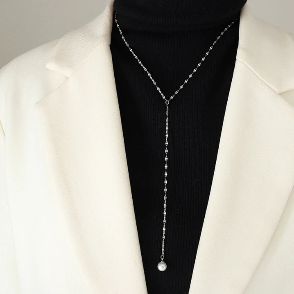 Imitation Pearl Y Necklaces Round Pearl Wedding Necklaces