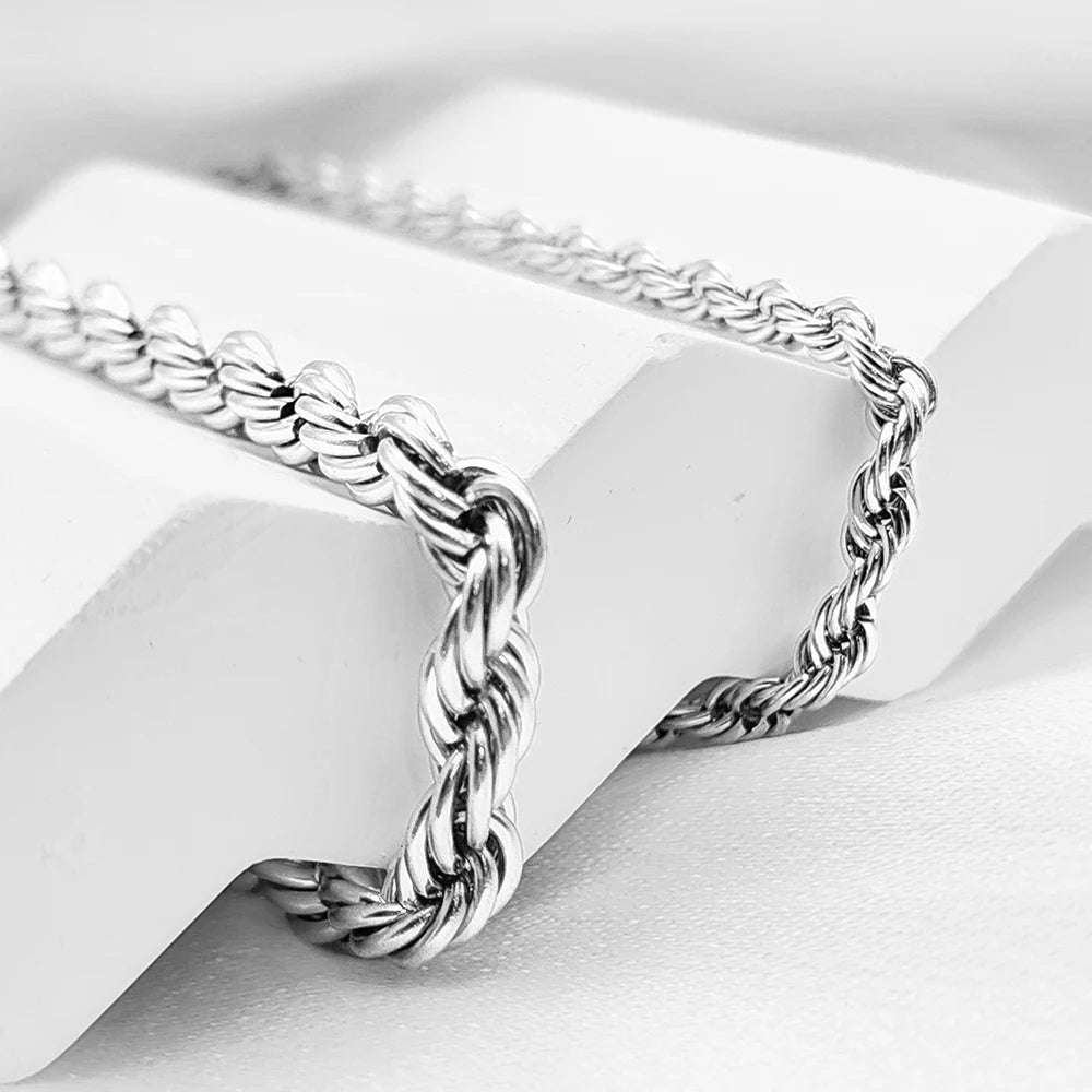 Silver Color Rope Chain Link Anklets