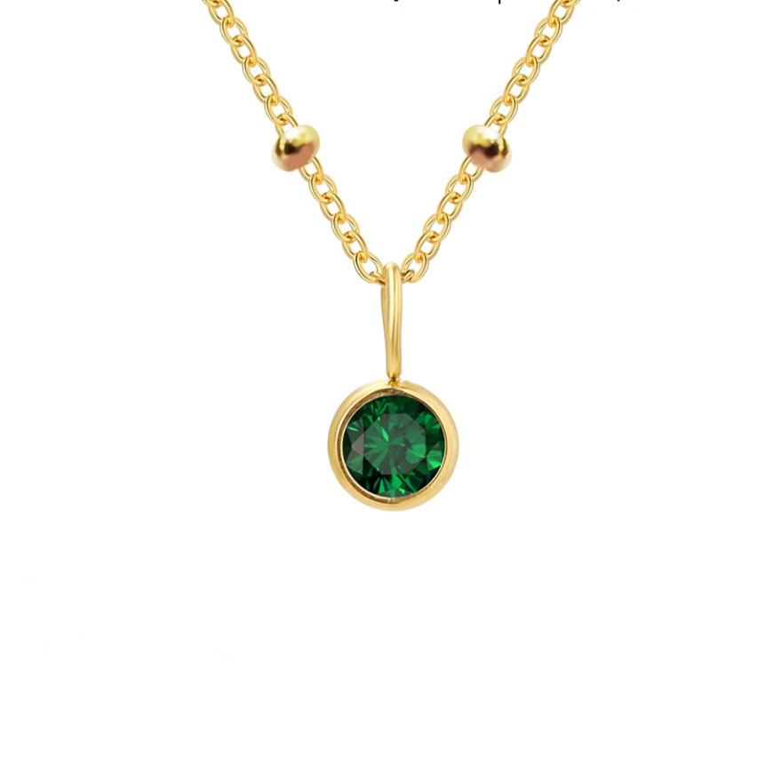Birthstone Necklace Beaded Chain Zirconia