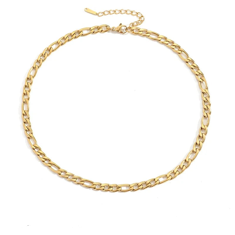 Figaro Link Chains Necklace Cuban Chain Choker 4MM/6MM/8MM