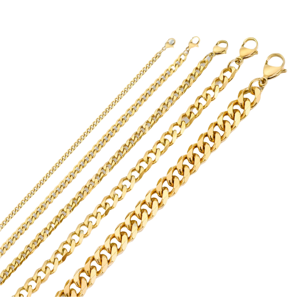 10PCS Men's Cuban Link Chain Necklace