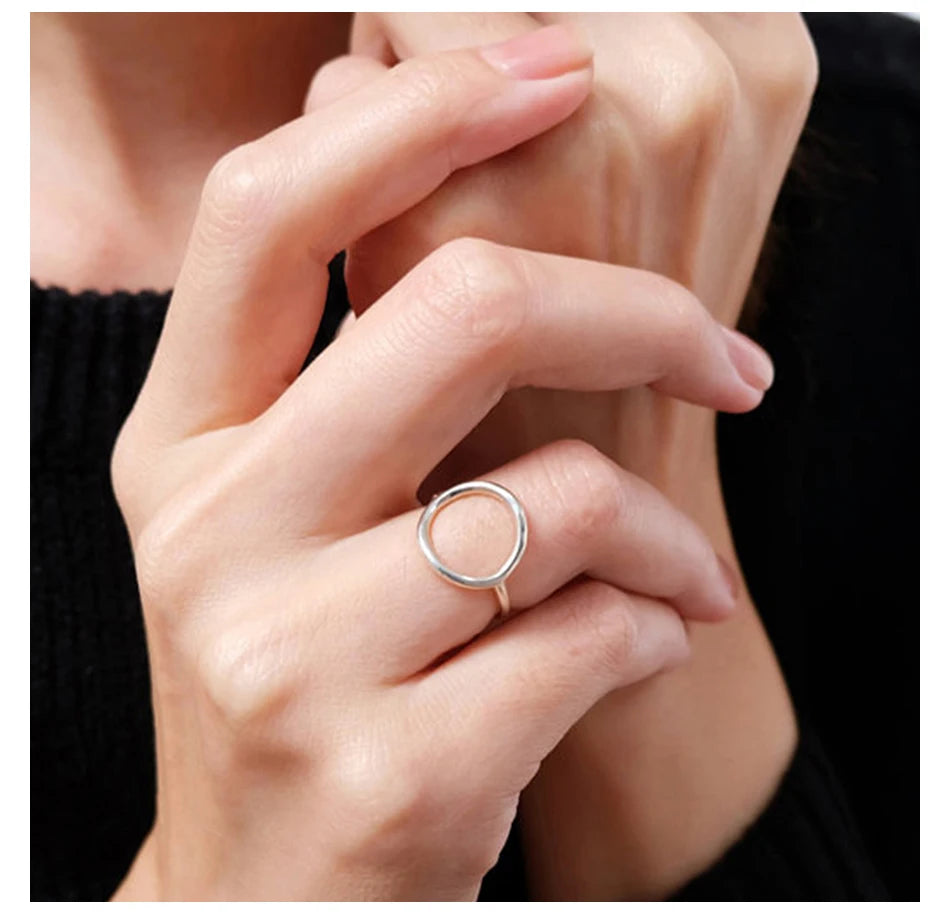 BELLUCCIE Trendy Stainless Steel Rings for Women Vintage Geometric Pinky Ring Dainty Stackable Round Midi Rings Jewellery