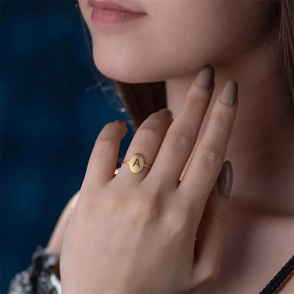 Initial Constellation oval Ring