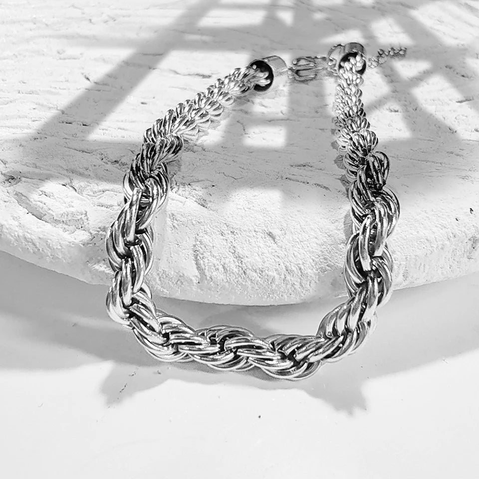 Silver Color Rope Chain Link Anklets
