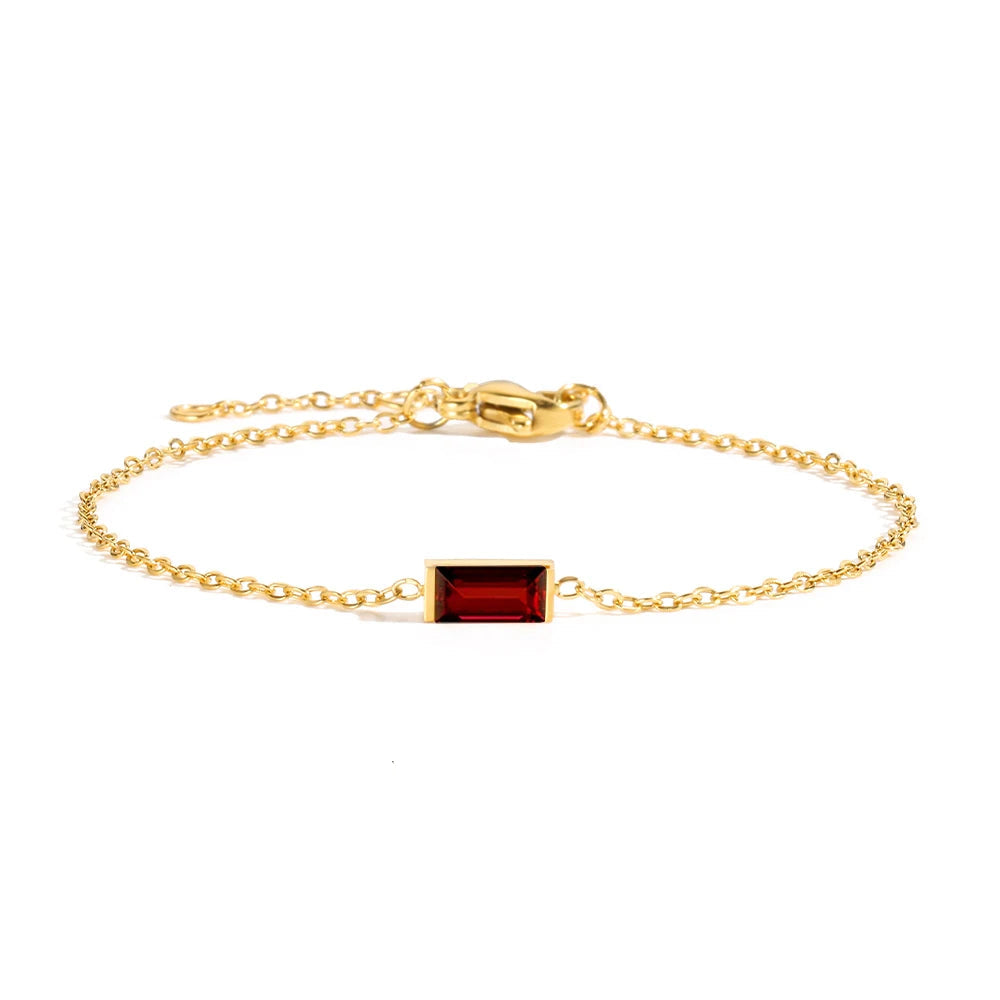 Fashion Jewelry Square Birthstone Bracelet