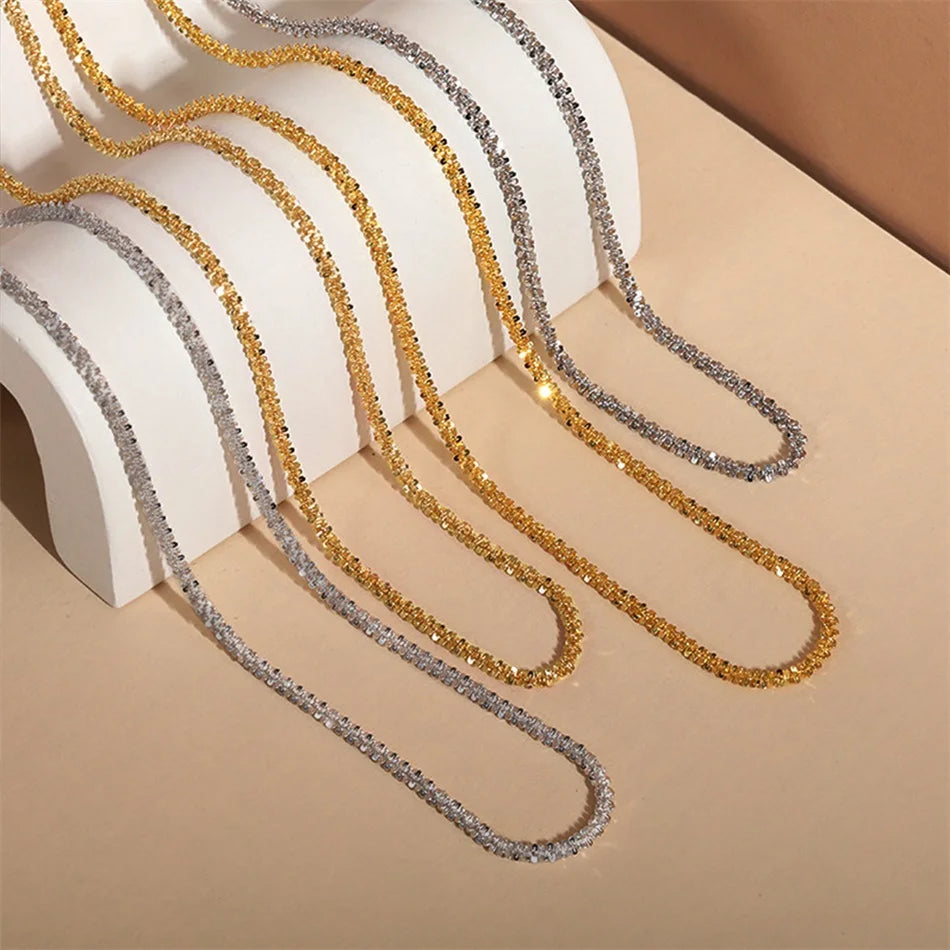 New Popular Silver Colour Sparkling Clavicle Chain Necklace