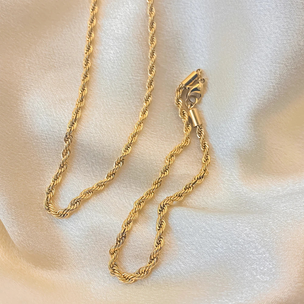 3MM Twist Chain Set  Necklace Bracelet Suitable for Party Holiday Wear