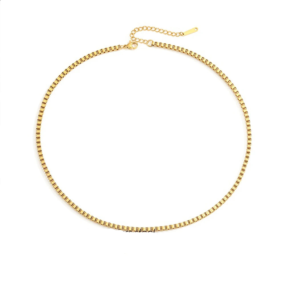 Box Chain Chocker Necklace Gold Color