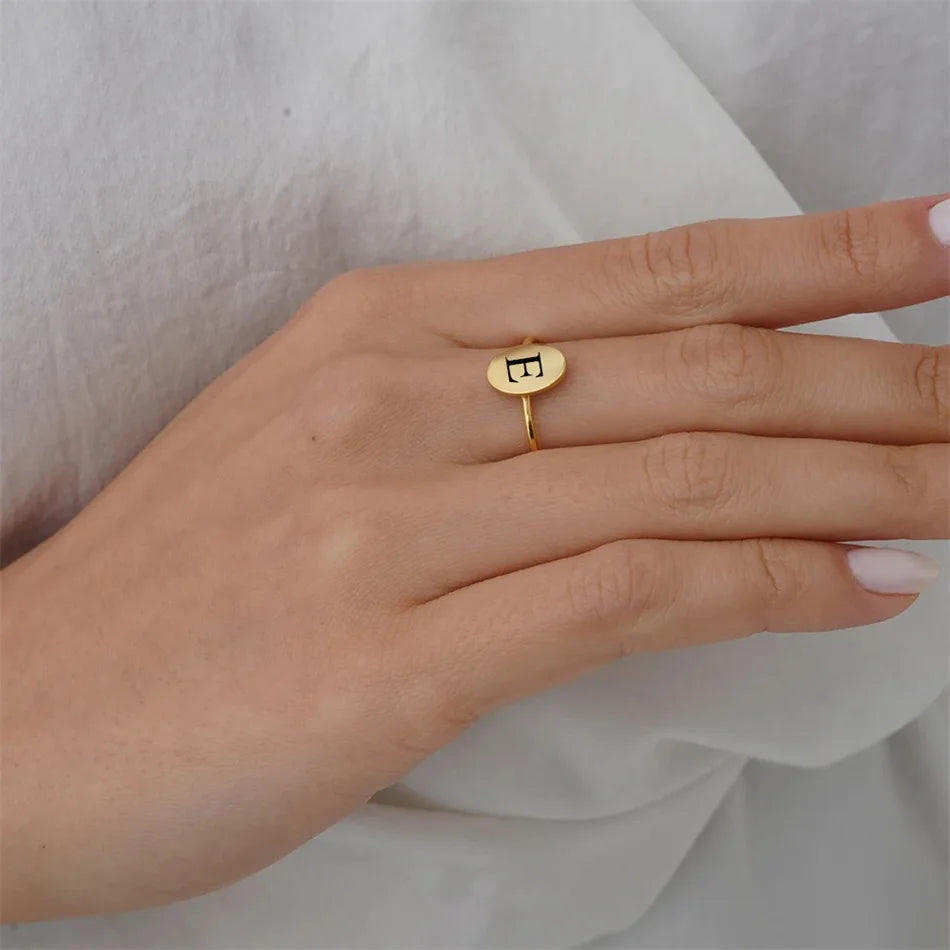 Initial Constellation oval Ring