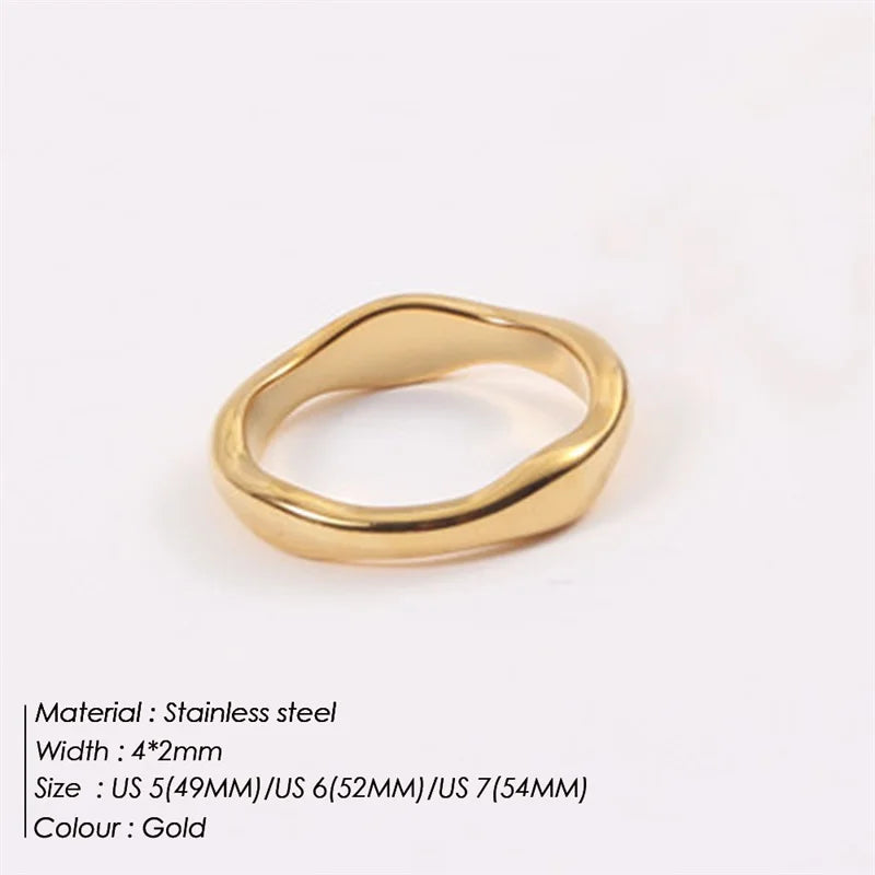 Irregular Wave Rings Trendy