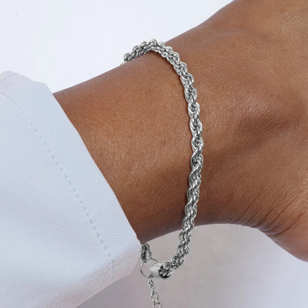 Silver Color Rope Chain Link Anklets