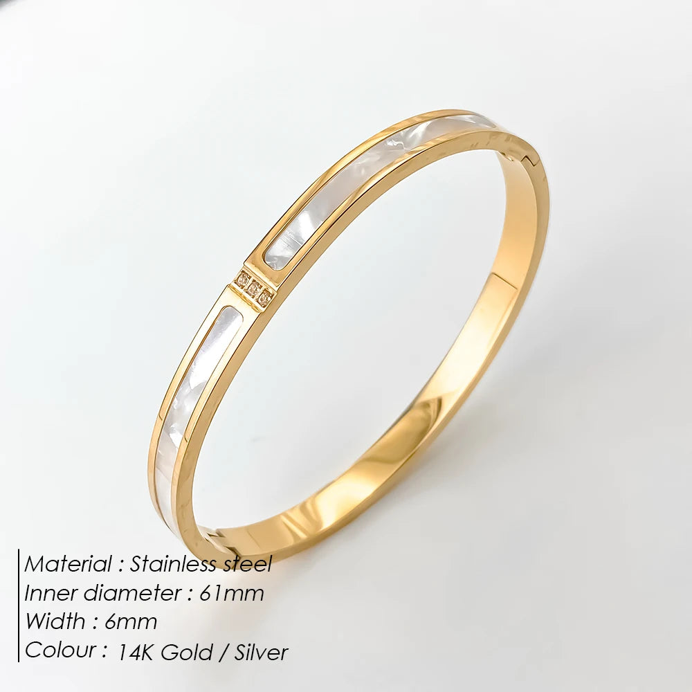 BELLUCCIE Stainless Steel Shiny Rhinestone Women's Fashion Bangle Punk Jewelry Holiday Gifts Factory Direct