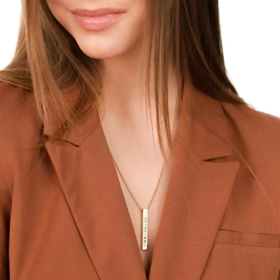 Sides Engraving Personalized Square Bar Custom Name Necklace
