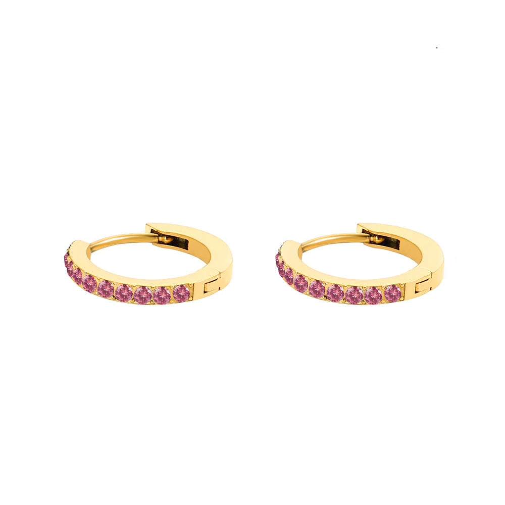 Birthstone Earrings Minimalist Huggie