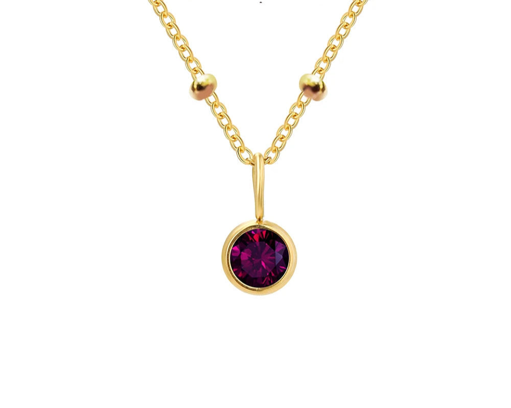 Birthstone Necklace Beaded Chain Zirconia