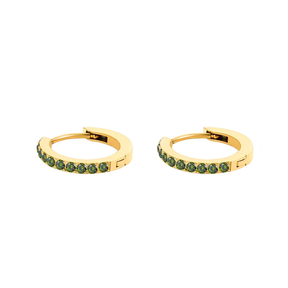 Birthstone Earrings Minimalist Huggie