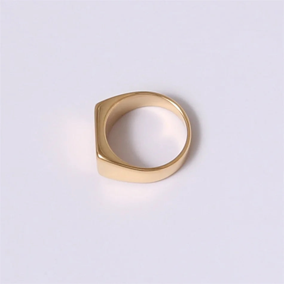 BELLUCCIENew Engraving Message Jewelry Gift Minimalist Letter Word Suqare Stainless Steel Ring Water Resistant Ring For Women