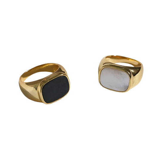 Vintage Chunky Square Shell Rings