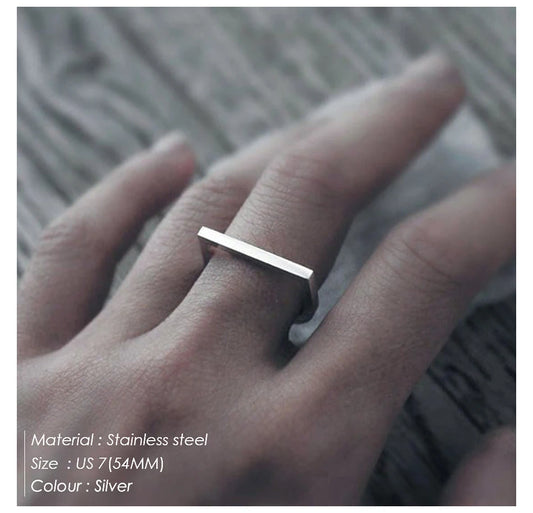 BELLUCCIE Trendy Stainless Steel Rings for Women Vintage Geometric Pinky Ring Dainty Stackable Round Midi Rings Jewellery