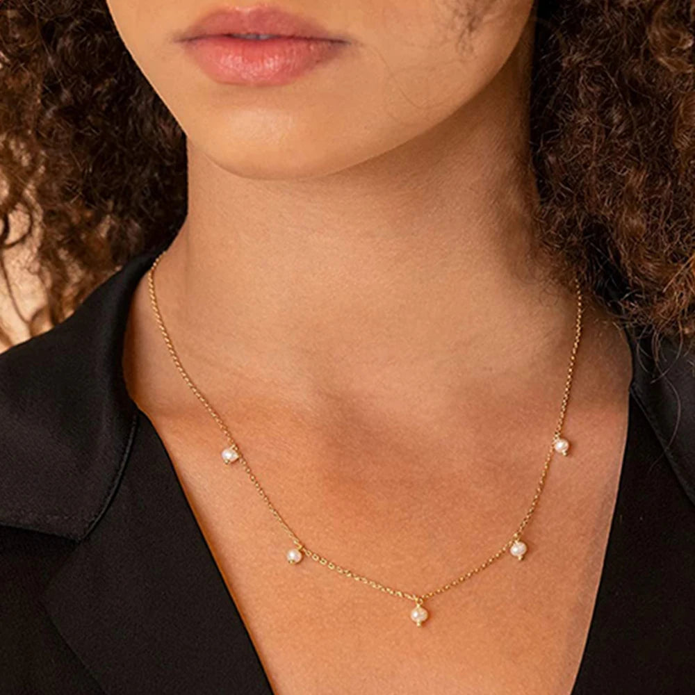 Tassel Imitated Pearl Choker Necklaces