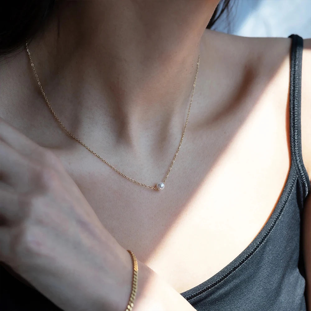 5MM Imitation pearls Pendant Necklace