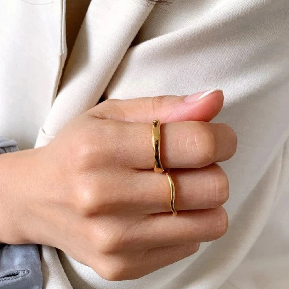 Irregular Wave Rings Trendy