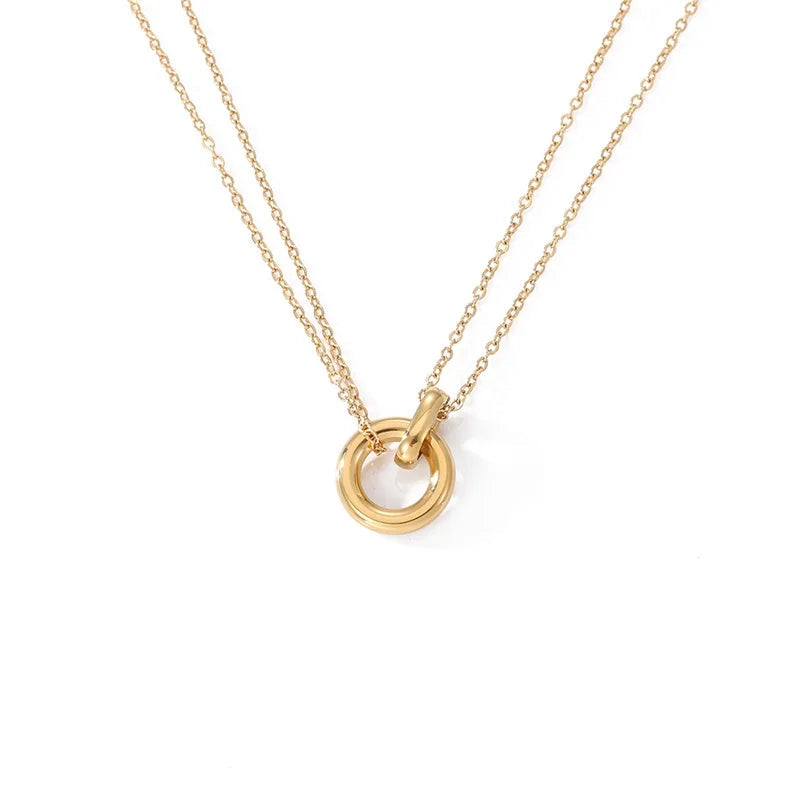 Two-tone Pendant Women's Short Necklace