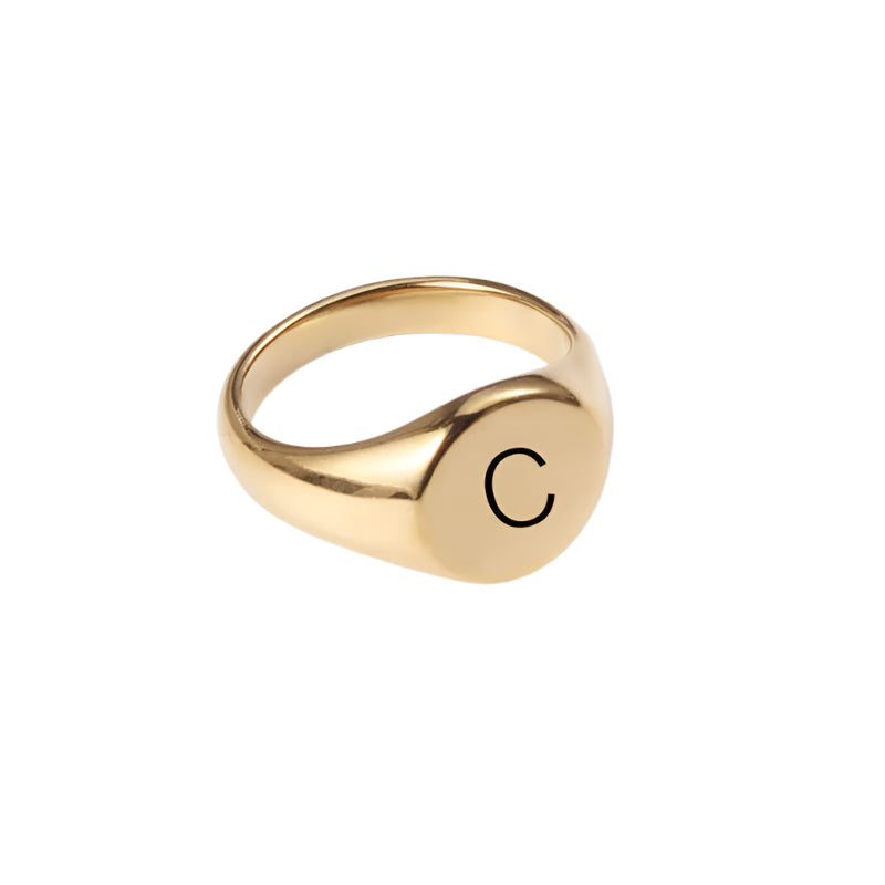 Women Signet Ring, Chunky Round